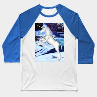 Unicorn in the Snow Baseball T-Shirt